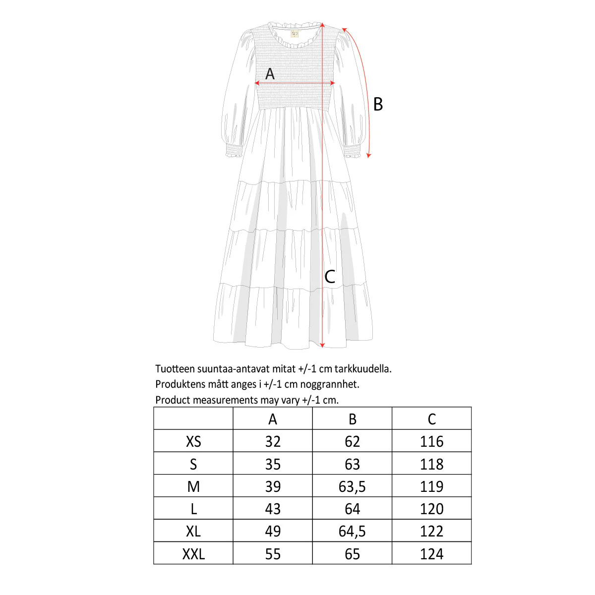 Kaarina-mekko Ristikko, tummanpunainen - Image 3