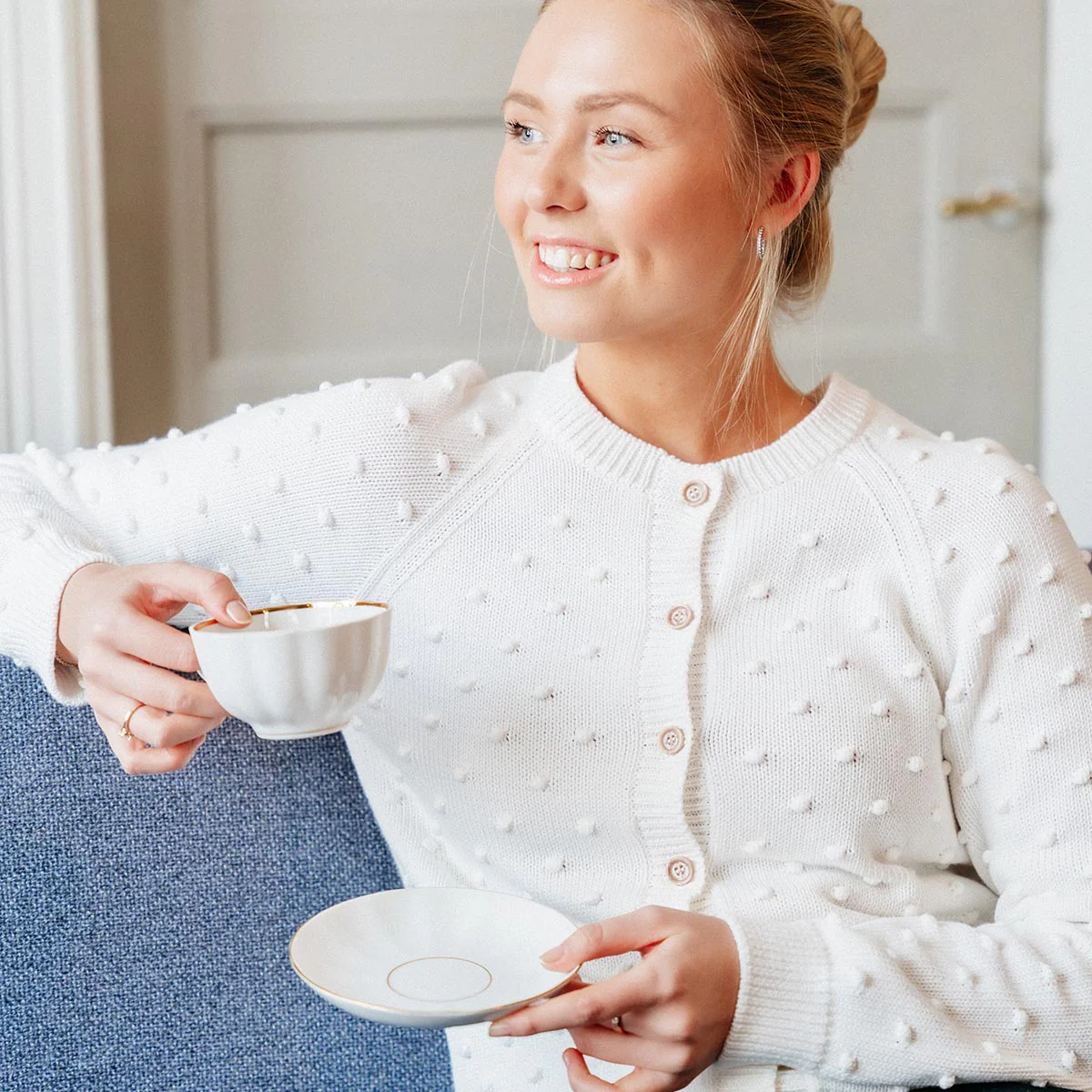 Kaisli-neuletakki aikuisille, luonnonvalkoinen - Image 3