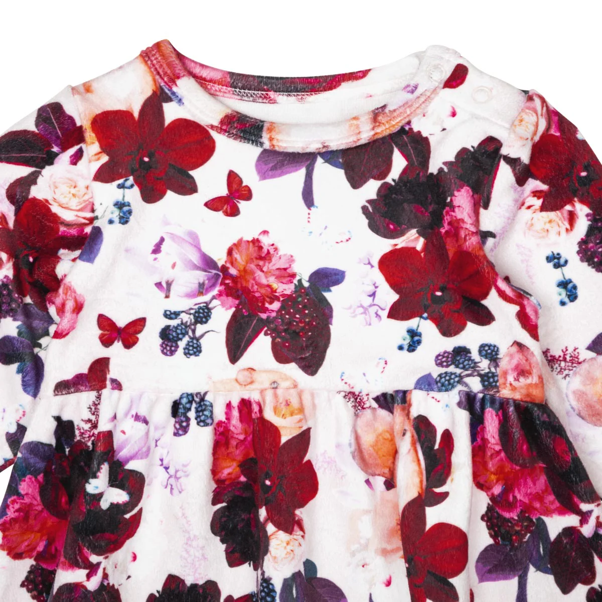 Pihlaja-veluurimekko vauvalle, luonnonvalkoinen - Image 4