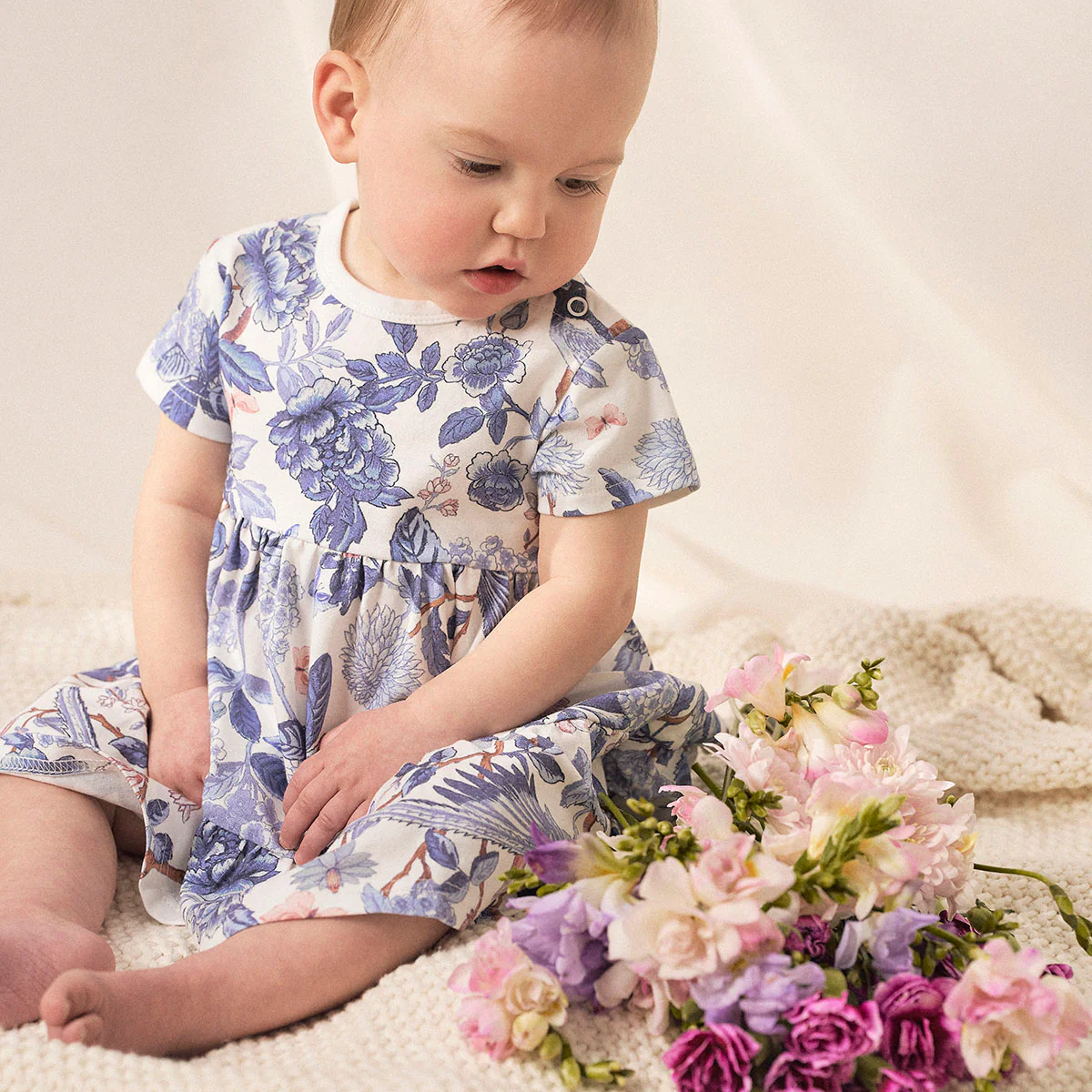 Sinilintu-mekko vauvalle, luonnonvalkoinen - Image 3