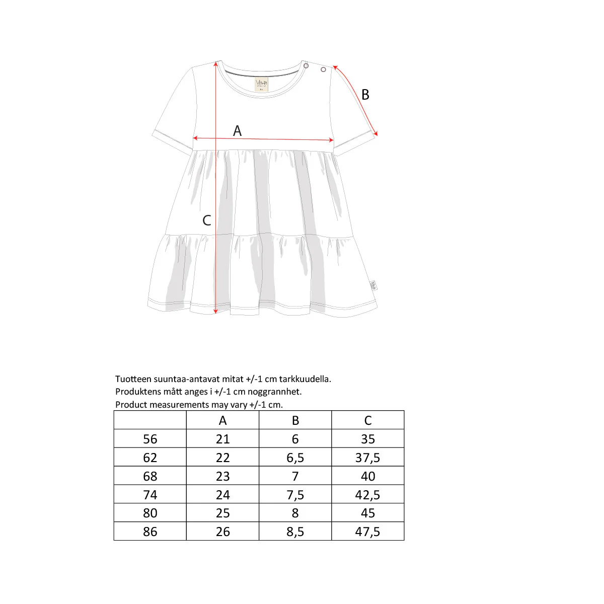 Sinilintu-mekko vauvalle, luonnonvalkoinen - Image 6